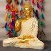 Новая статуя сидящего Будды для декора дома и офиса, статуя идола из мраморной пыли из смолы 15 дюймов