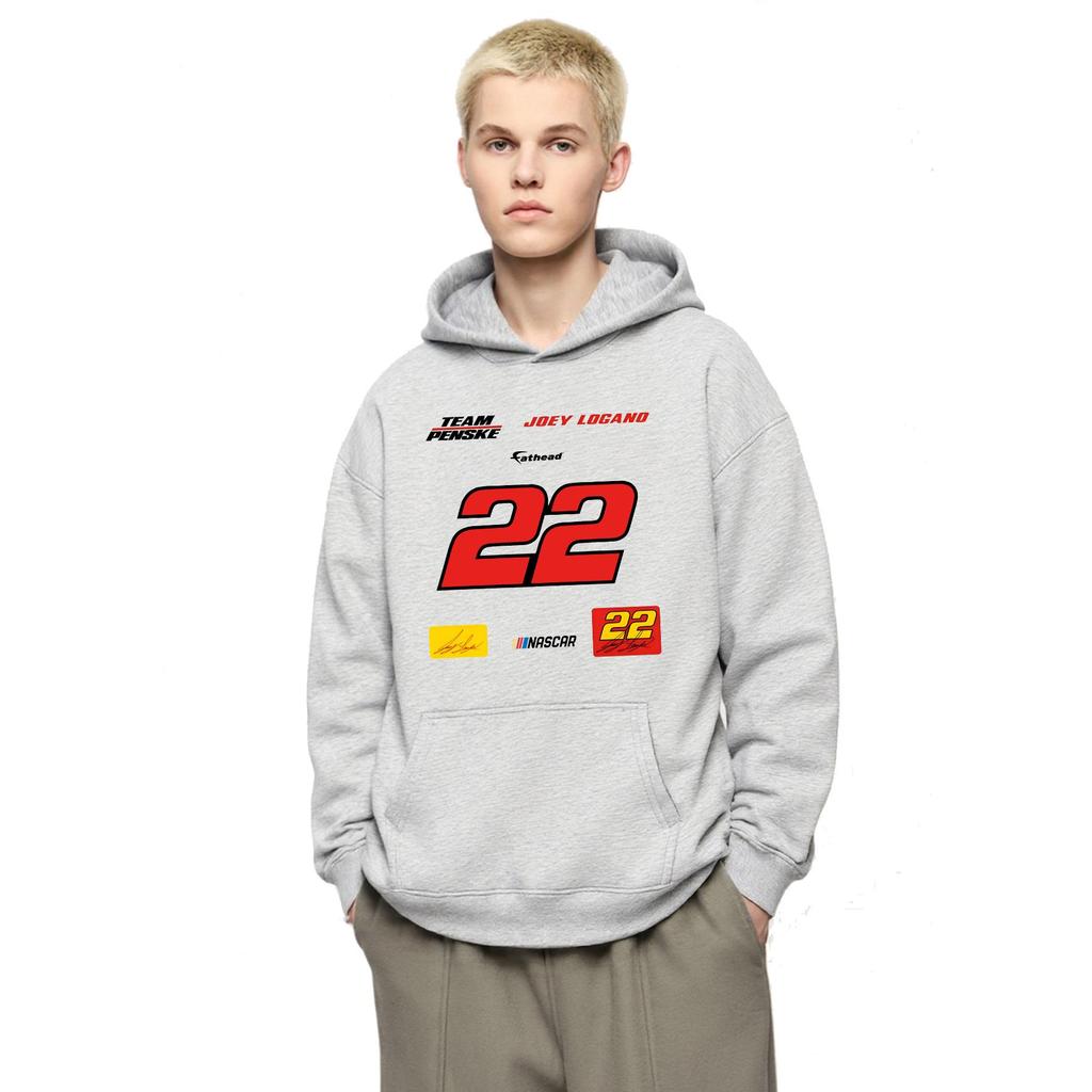 American Racing Style Street Printed Hooded Sweatshirt for Men, Loose Fit for Couples, Casual and Versatile, Trendy Pullover Hoodie