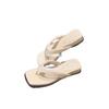 Sheepskin Version~ The Same Retro Square Head Thick-Soled Sandals Women'S Fashion Summer Outer Wear Toe Flip-Flops Shoes