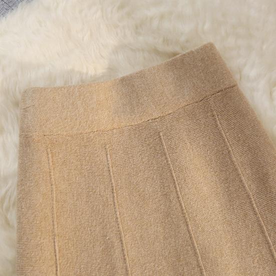 Женская трикотажная юбка с высокой талией, однотонная плиссированная юбка с оборками и швами по низу, юбка с запахом на бедрах, осенне-зимняя юбка миди