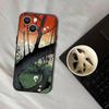 Чехол для телефона в японском стиле Укиё-э для iPhone 17,16,15,14,13,12,11,Pro,XS,Max,XR,Plus,E,SE4,Mini Черный Мягкий Чехол