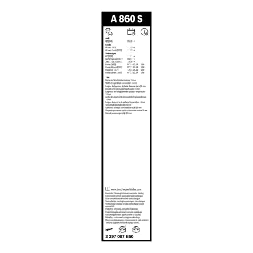 BOSCH (Bosch) Imported Car Flat Wiper Blade Aero Twin Car Models Only 600/475mm A860S