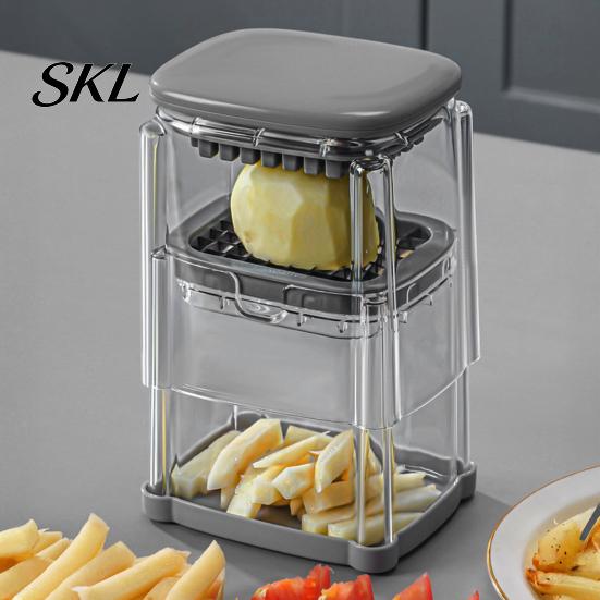 Vegetable Cutter for Potato French Fry Cutter, with Large-Capacity Visible Box, Stainless Steel Blades Multi-function Chopper Quick Press Cutting