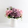 30cm Rose Pink Silk Bouquet Peony Artificial Flowers 5 Big Heads 4 Small Bud Bride Wedding Home Decoration Fake Flowers Faux