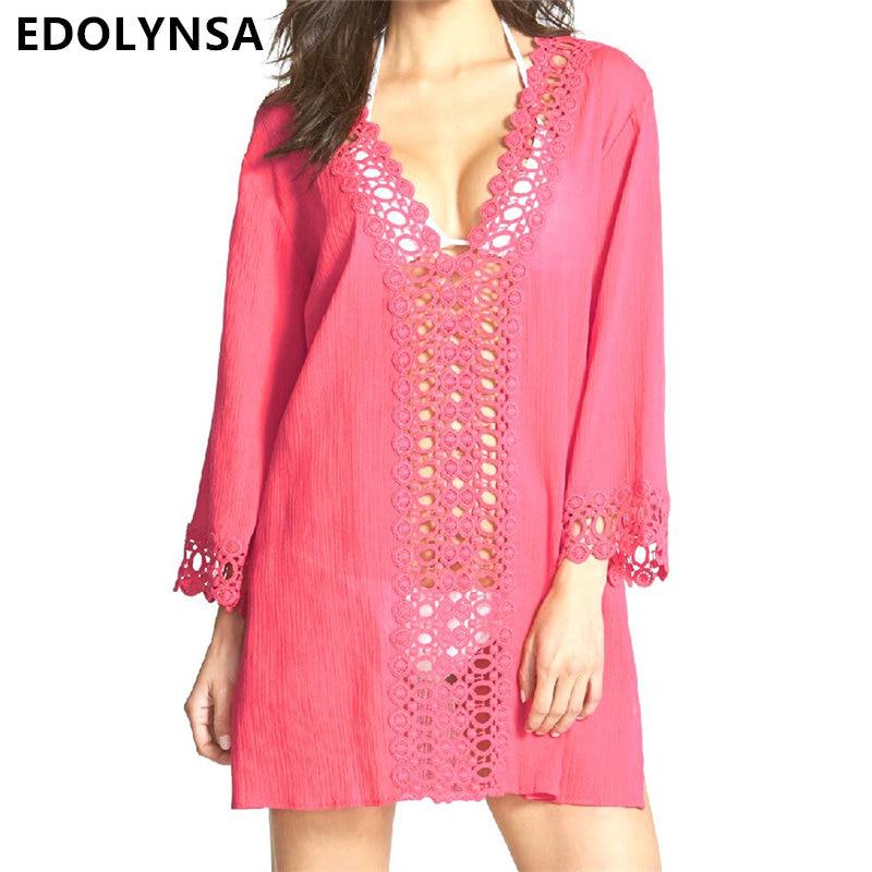 2022 Beach Cover Up V-neck Rayon Swimwear Ladies Bathing Suit Cover-ups Beach Dress