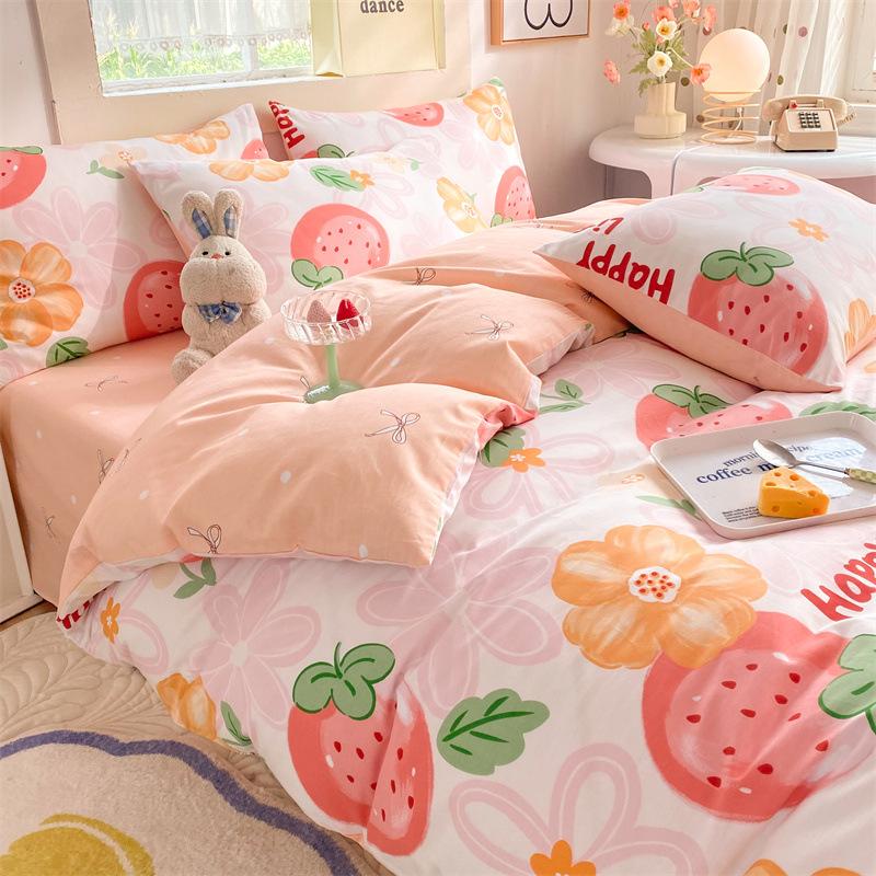 Комплект из четырех предметов из чистого хлопка, 60 штук, небольшой свежий комплект из трех предметов для спальни, осенне-зимний утолщенный пододеяльник, простыня