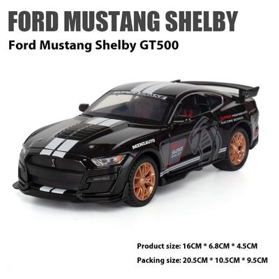 1:32 Shelby GT500 Реплика Сплав Металл Литой Откатная Модель Машины со Светом Звуком Масштаб Ford Mustang Миниатюра Детская Игрушка Подарок на Рождество для Мальчика