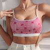 Женский спортивный жилет с принтом в полоску в виде сердца, укороченный топ на тонких бретельках с подкладкой, без спинки, без рукавов, облегающий жилет для повседневной носки