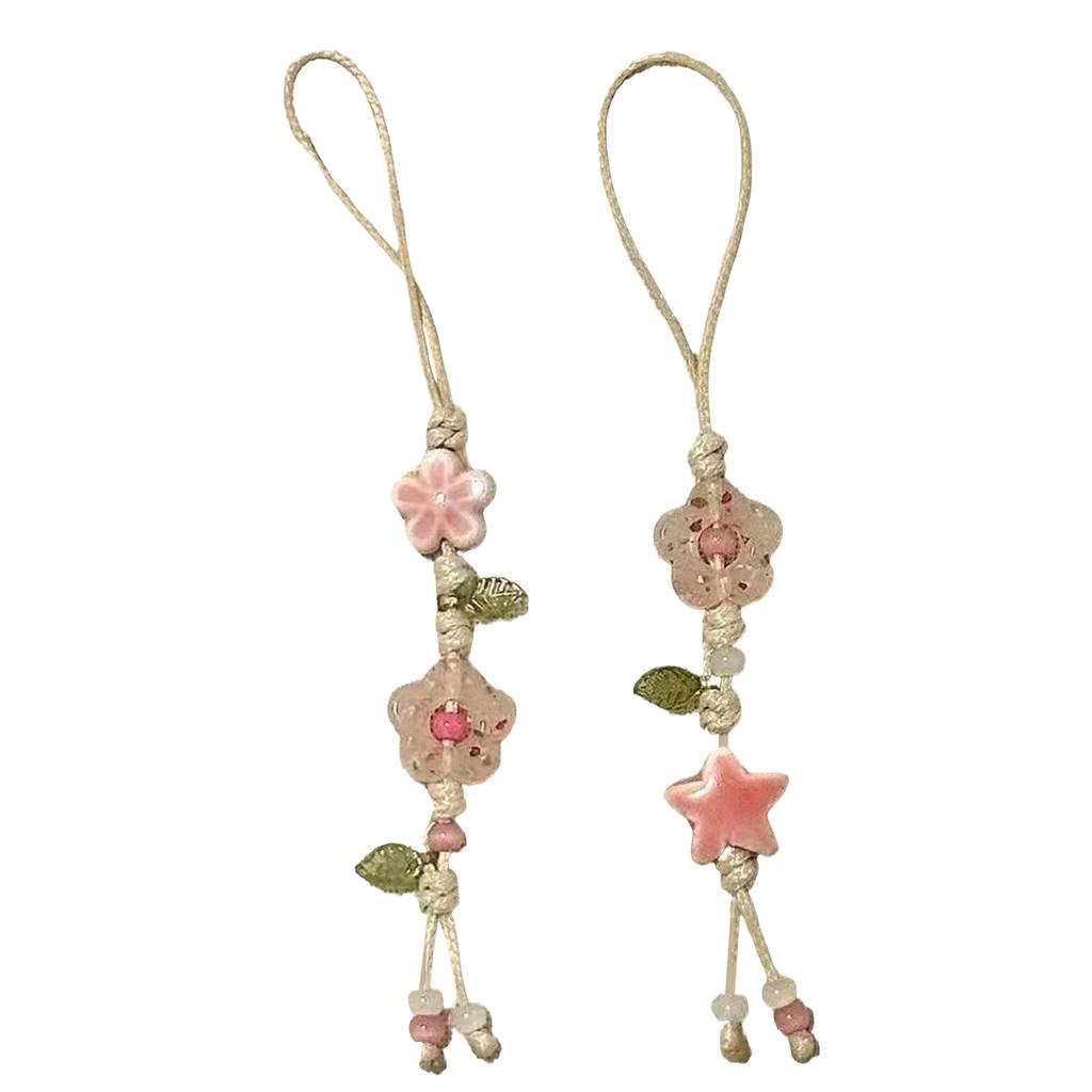 Керамическая цепочка-мобиль с цветком-звездой, шнурок для телефона, аксессуары для сумки, мобильный кулон, подарок для молодых трендсеттеров