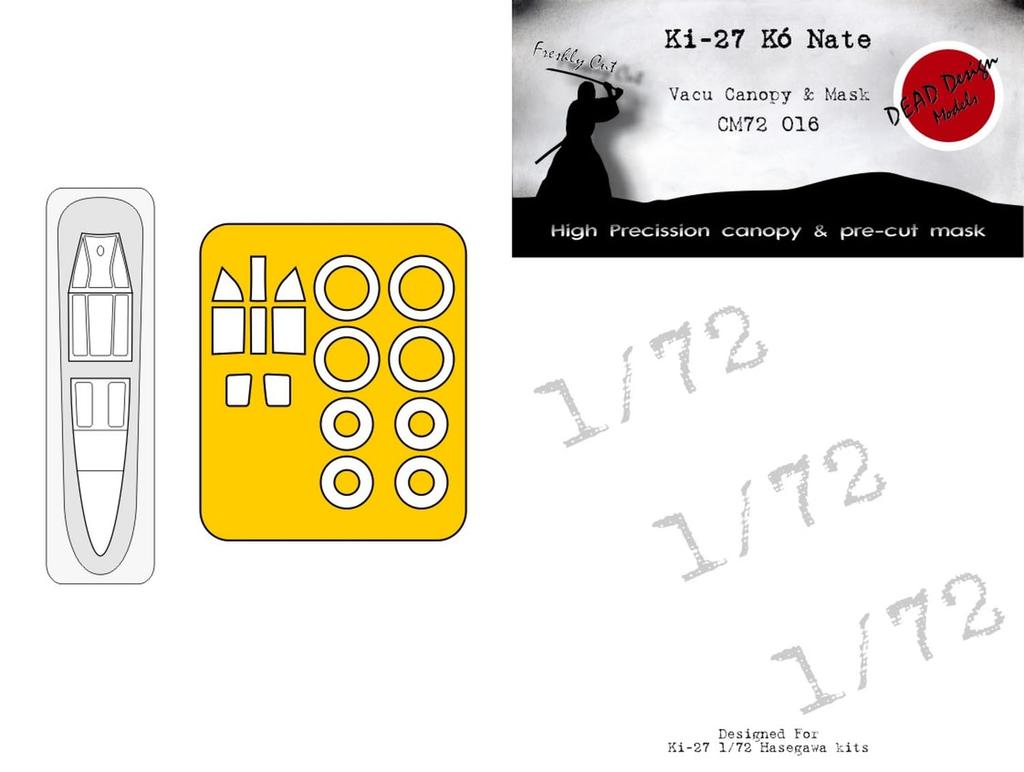Dead Design Models Nakajima Type 97 Fighter Type A Vacuum Mask Seal Plastic Model Parts DDMCM72016 1/72 Canopy/Painted (For Hasegawa)
