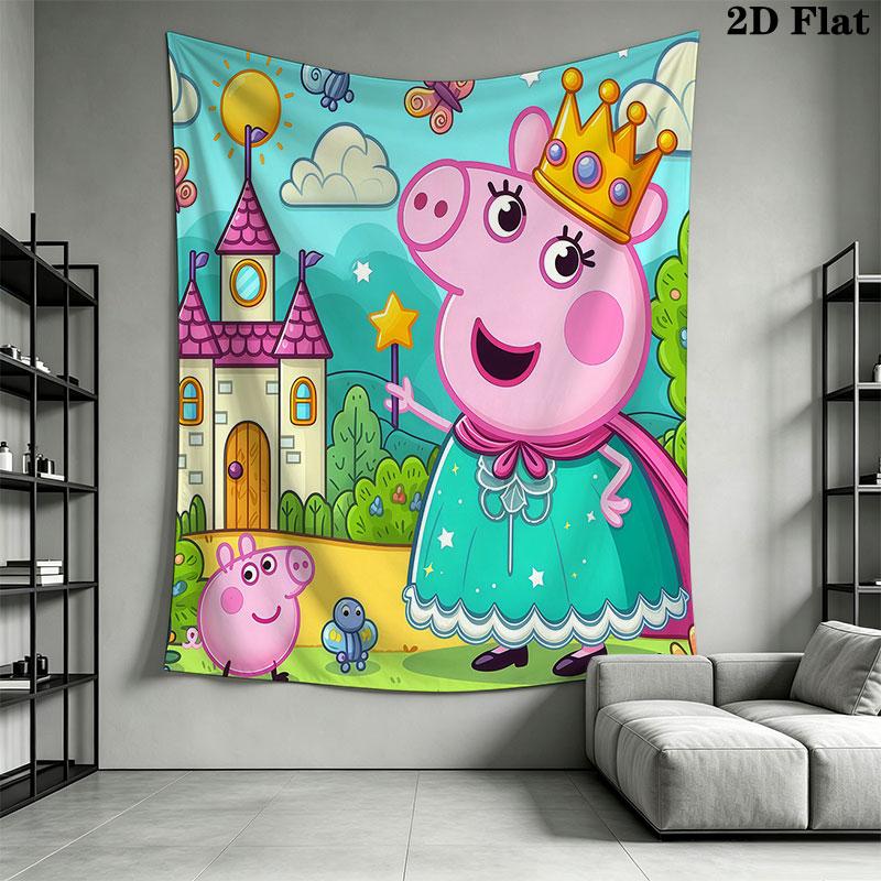 Peppa Pig A Wall Hanging Printed Fabric Blanket Decorative Tapestries for Bedroom Living Room Home Decor