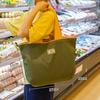 Экологичная складная сумка-тоут через плечо для продуктов - Большая вместимость, портативная сумка для покупок