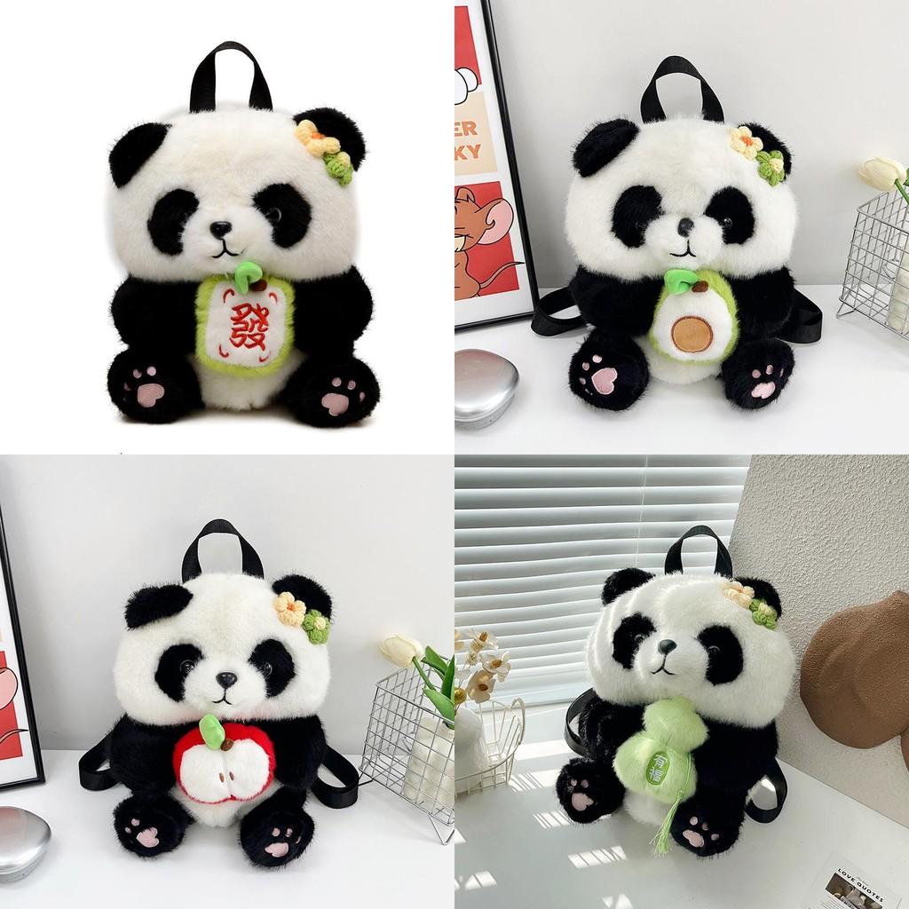 Мультяшный Милый Плюшевый Рюкзак Панда для Детей с Отделением для Хранения и Регулируемыми Лямками
