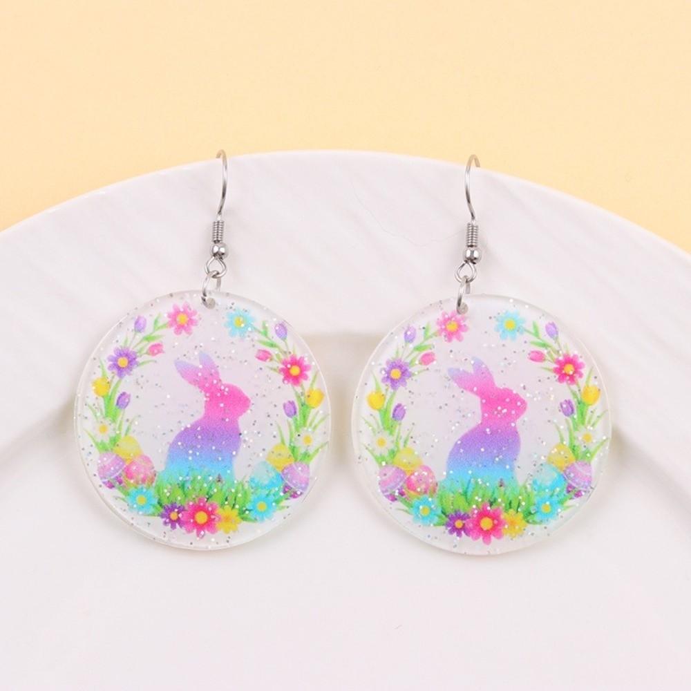 Cartoon Easter Egg Earrings Acrylic Easter Egg Dangle Earrings Bunny Pendant Earrings  Gifts