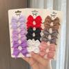6Pcs/Set New Cute Solid Ribbon Bowknot Hair Clips for Baby Girls Handmade Bows Hairpin Barrettes Headwear Kids Hair Accessories