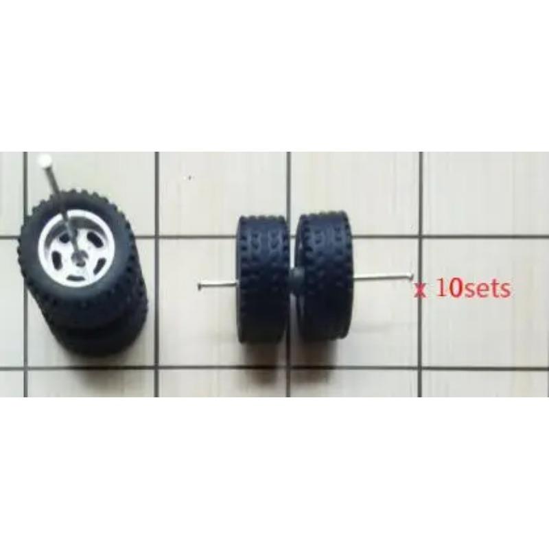 10 комплектов(на 10 машин) 1/64 Пластиковые 14мм Колеса Резиновые Покрышки для 1:64 Модель внедорожника для бездорожья