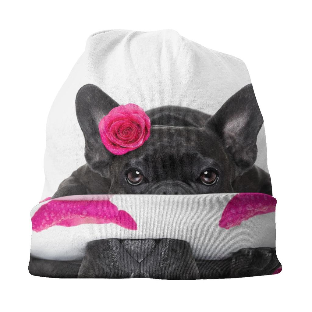 Осенние женские теплые шапочки с цветами и собаками, двойные ветрозащитные шапки с капюшоном