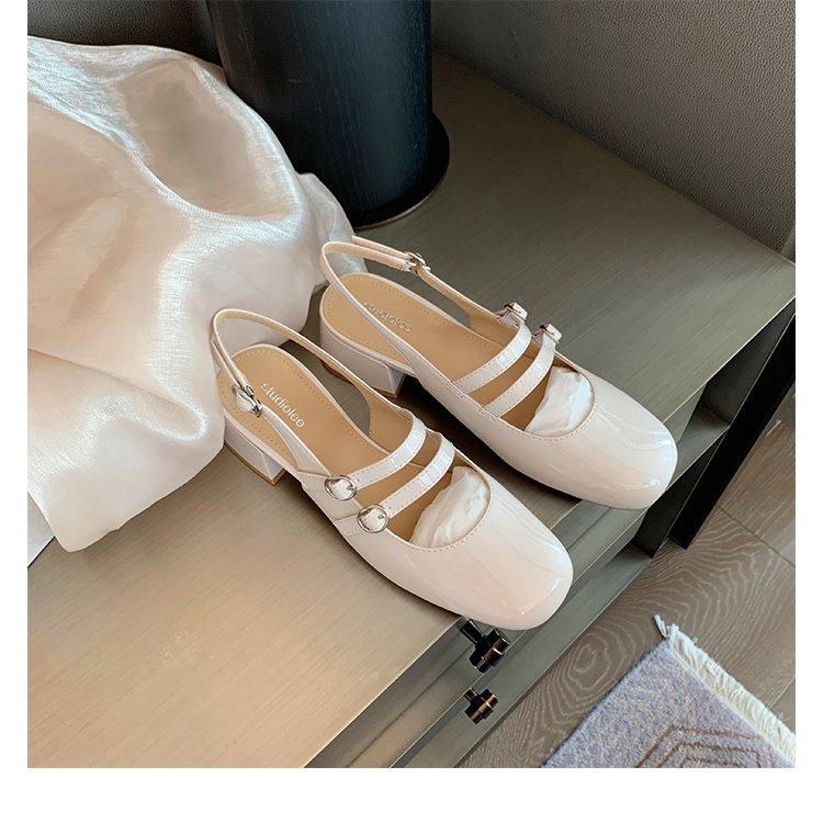 Туфли-лодочки на высоком каблуке с квадратным носком, квадратный каблук 2024, женские туфли с пряжкой на ремне, осенние однотонные классические туфли-лодочки