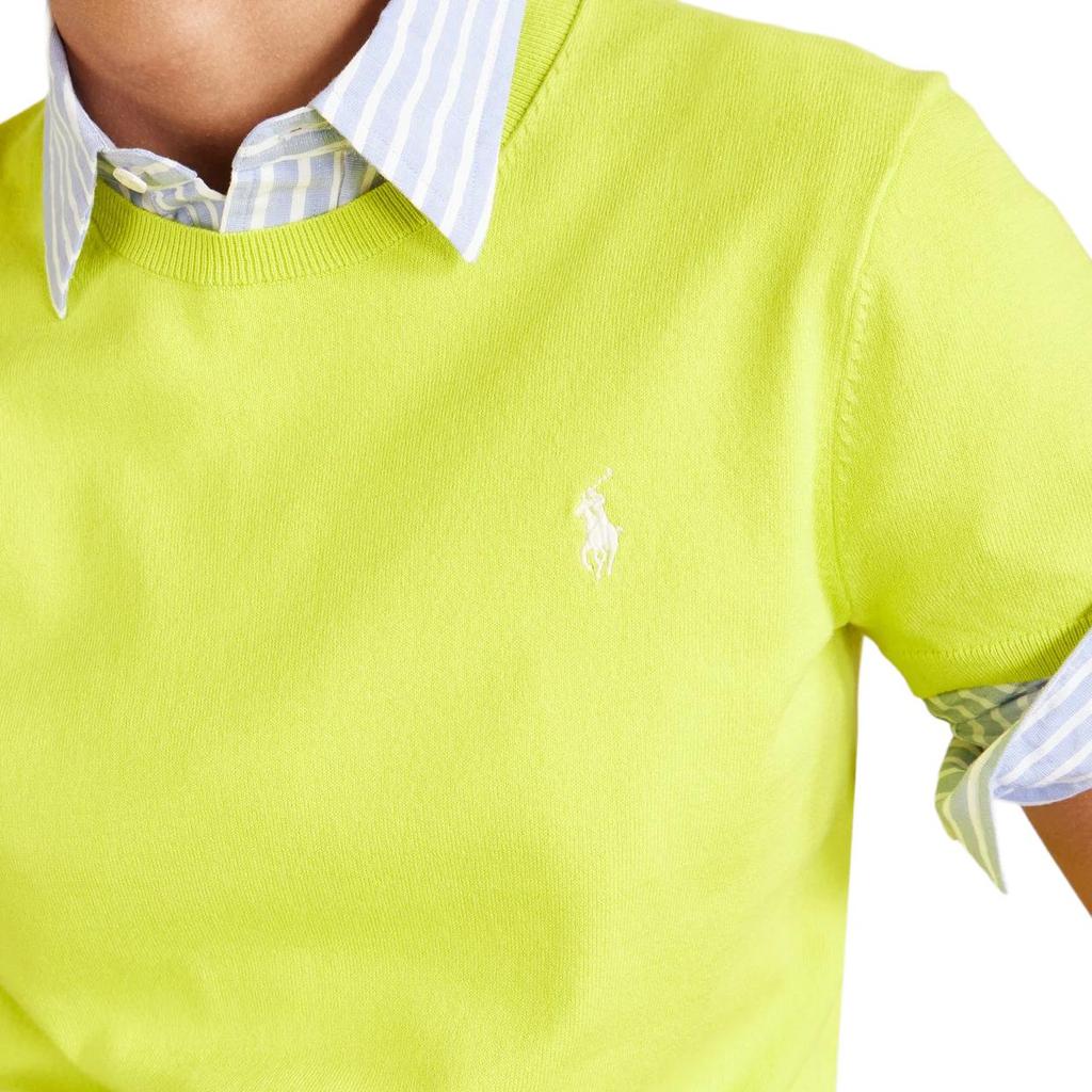 Polo Ralph Lauren Короткий рукав Круглый вырез Вышитый Ребристый трикотаж Топ Облегающий крой Женские топы 211971872-503