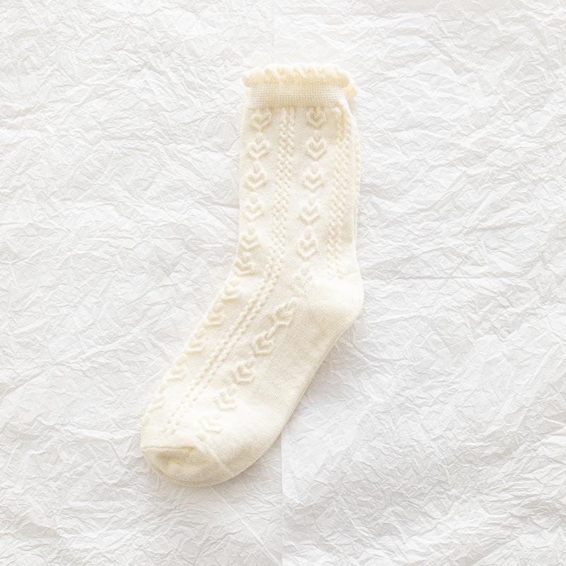 Женские носки с рюшами и манжетами, носки до щиколотки, всесезонные мягкие трикотажные хлопковые носки, однотонные носки под платье салата