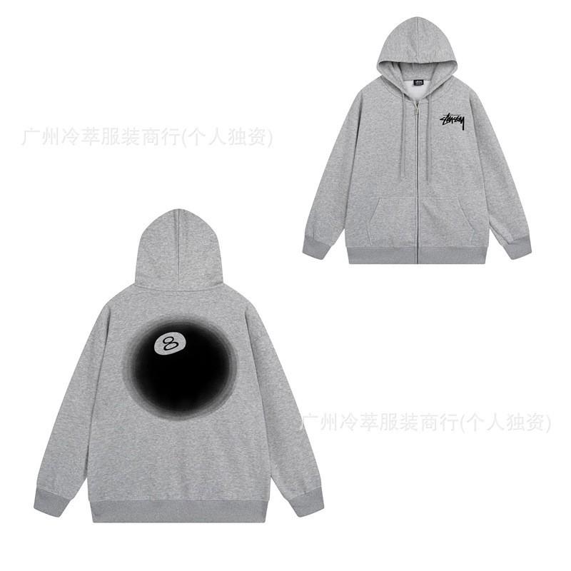 Unisex Hooded Zip-Up Fleece-Lined Sweatshirt With Letter Print Loose Fit Cotton Long Sleeve Men Women