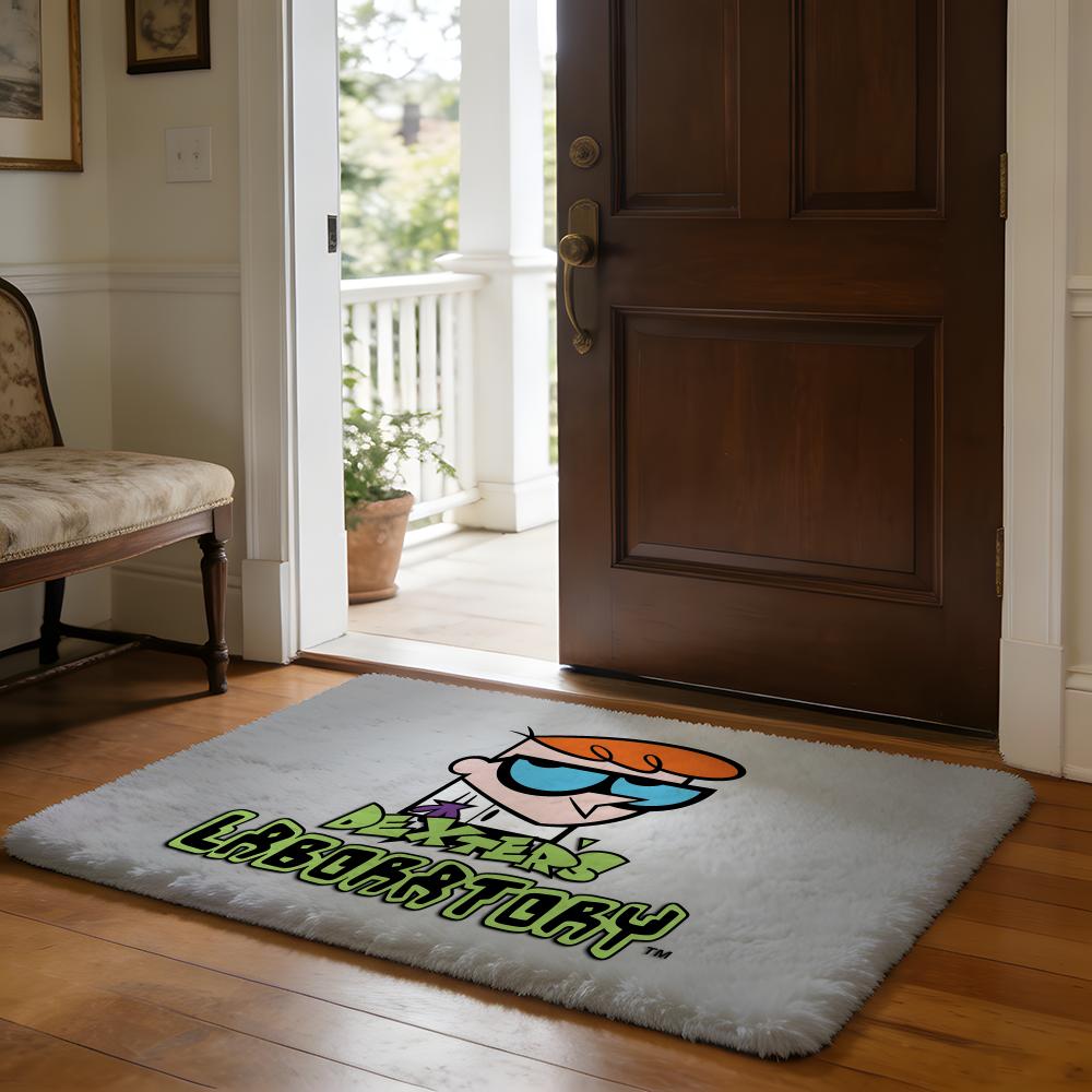 DDexters Cartoon LLaboratory Floor Mat Soft Flannel Absorbent Mat Non-Slip Rug Home Bedroom Bathroom