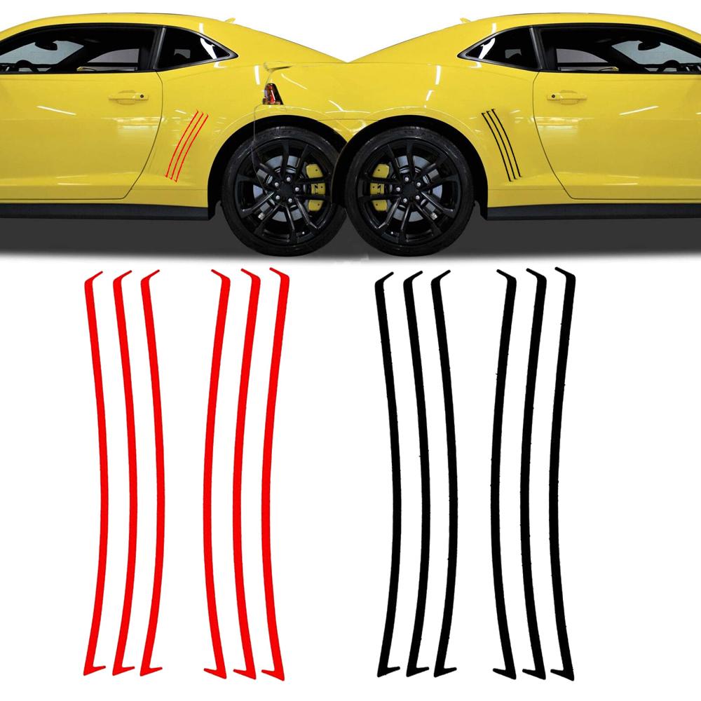 6Pcs Car Vent Insert Stripes Decal Inlay Shark Gill Air Flow Vent Sticker For Chevy Camaro SS RS LS 2010-2015