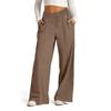 Women Sweatpants Elastic Mid-rise Adjustable Drawstring Straight Wide Leg Jogger Athletic Pants with
