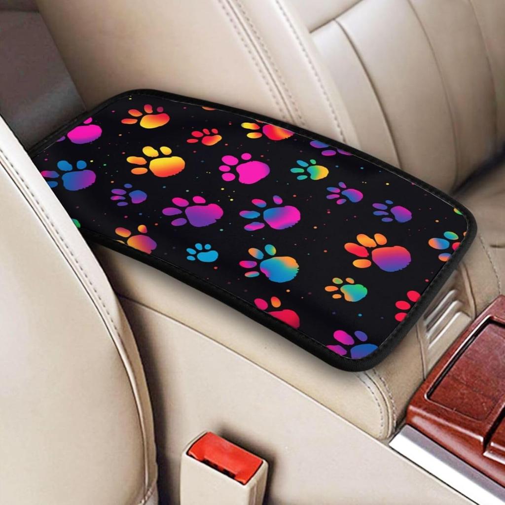 Universal Car Center Console Cushion Pad, Purple Butterfly Soft Waterproof Car Center Console Cover Auto Armrest Seat Box Cover Protector for Most