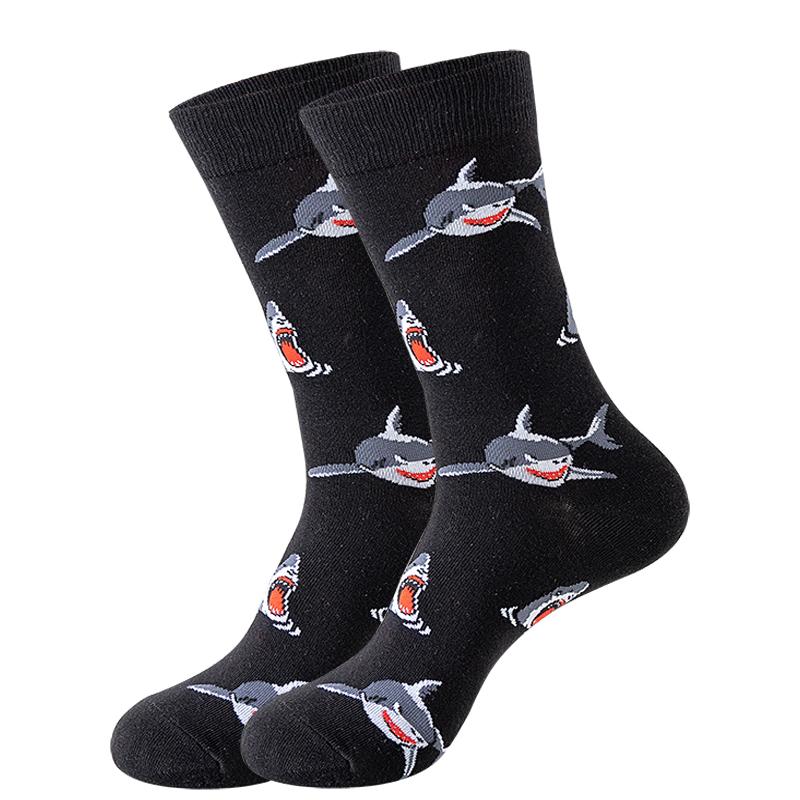 Новые модные мужские носки японские носки Harajuku Happy Cartoon Socks носки с морским коньком, крабом, креветкой, коралловыми носками, трендовые мужские чулки, забавные носки