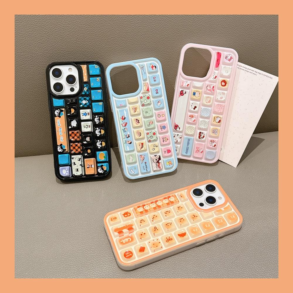 Персонализированный мягкий силиконовый чехол в форме 3D-клавиатуры для iPhone 16 15 14 13 12 11 Pro Max 16 Plus 15 Pro с мультяшным рисунком, противоударный чехол на заднюю панель