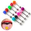 5/10Pcs Tongue Bars Stainless Steel Barbell Rings Mixed Ball Piercing Jewelry