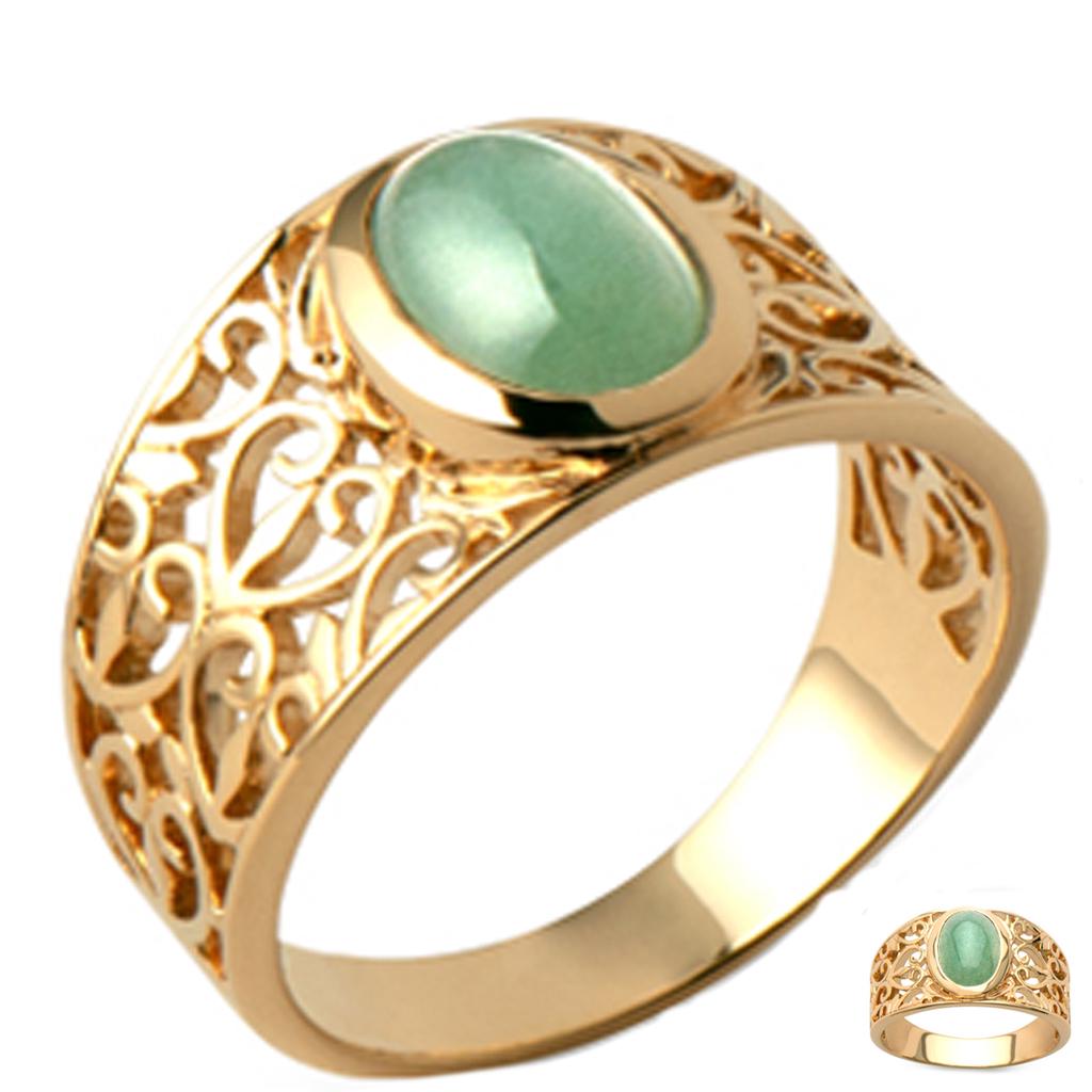 Позолоченное кольцо 'Клеопатра' с золотым авантюрином - 12 мм