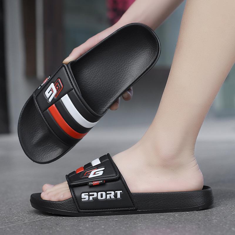 New Mens Slippers Velcro Strap Slipper Lightweight Slide Summer Beach Shoe Soft Mules Slide Flip Men Big Size Sandal Casual Clog