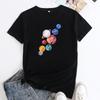 Summer Women's Plus Size Planet Print Pure Cotton Loose Casual Round Neck Short Sleeved T-shirts Women's