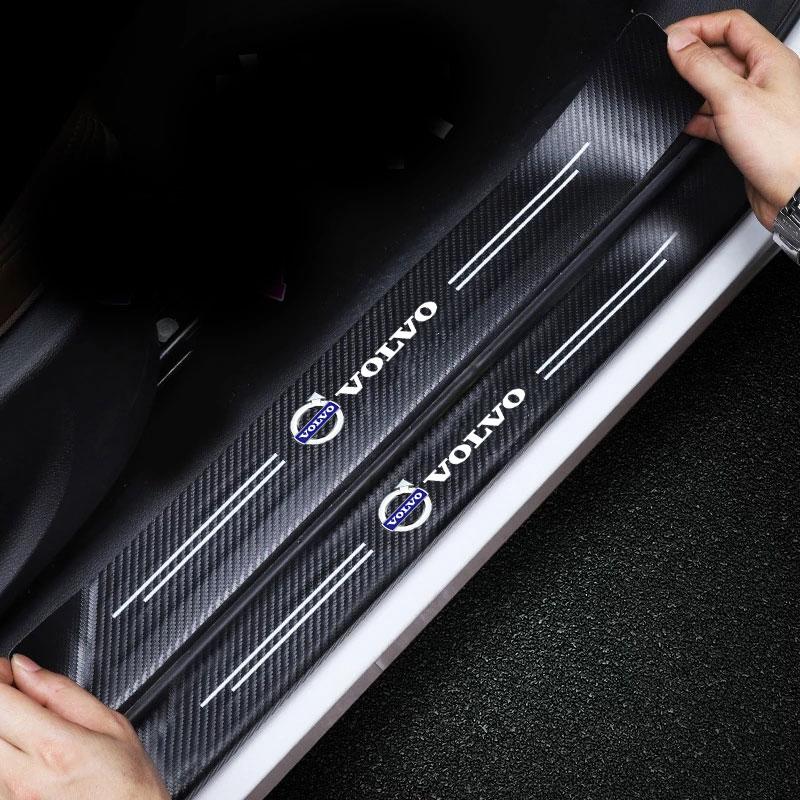 Carbon Fibre Car Door Sill Rear Bumper Protector Sticker Rear Tailgate Protector For Volvo S60 S90 XC40 XC60 V90 S40 Accessories