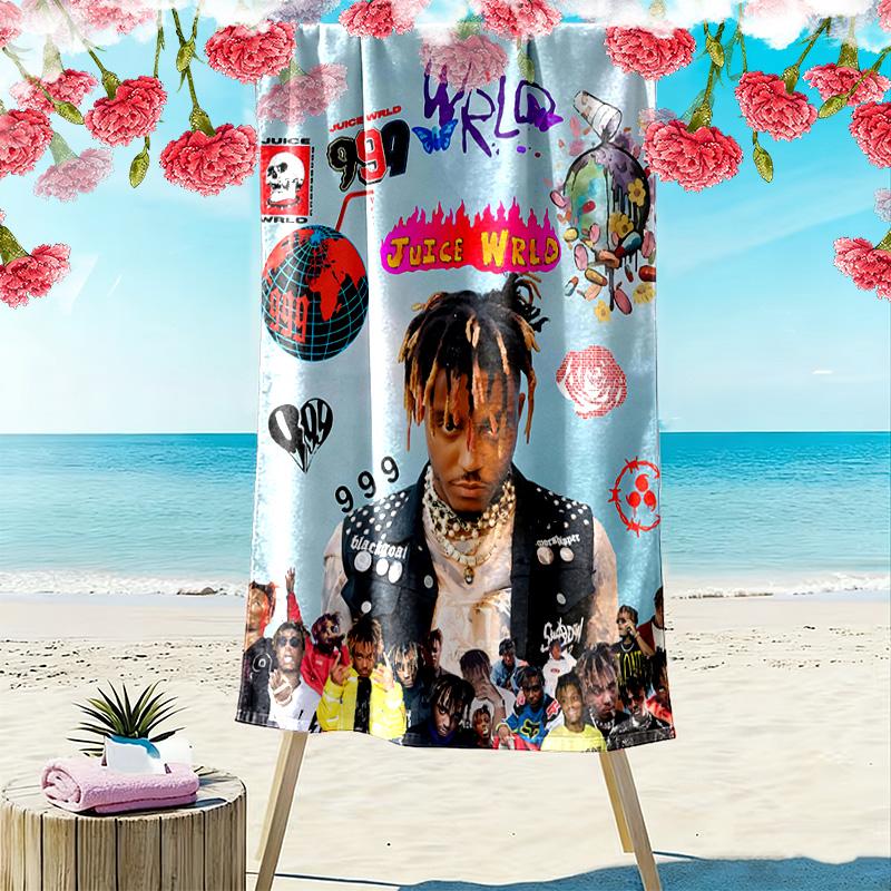 Пляжное полотенце с принтом Juice Wrld, Большое мягкое быстросохнущее полотенце для пляжа, кемпинга, плавания