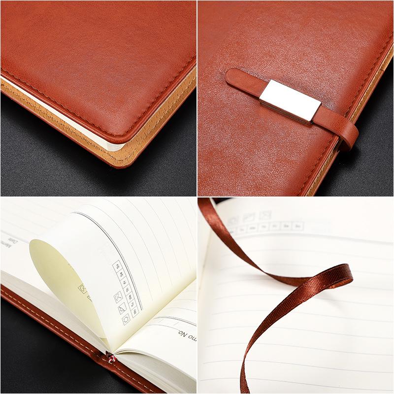 B5 Leather-Covered Business Notebook with Customizable Logo and Creative Thread-Bound Design for Meetings and Students