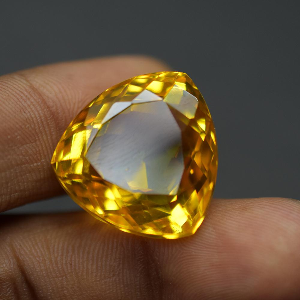 Natural Yellow Sapphire Trillion Cut 38.99 Ct Huge Loose Gemstone