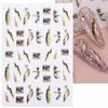 3D Fall Nail Stickers Gold Leaf Cotton Flowers Transfer Decals Nail Adhesive Sliders Manicure 2023 Autumn Decorations TRSTZ-SJ