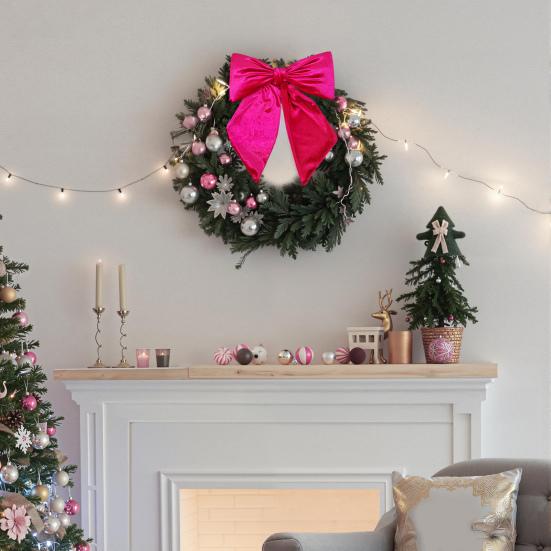 Бархатный бант Рождественский декор для елки Свадебное украшение для двери/окна Праздничный акцент для дома для праздничных торжеств