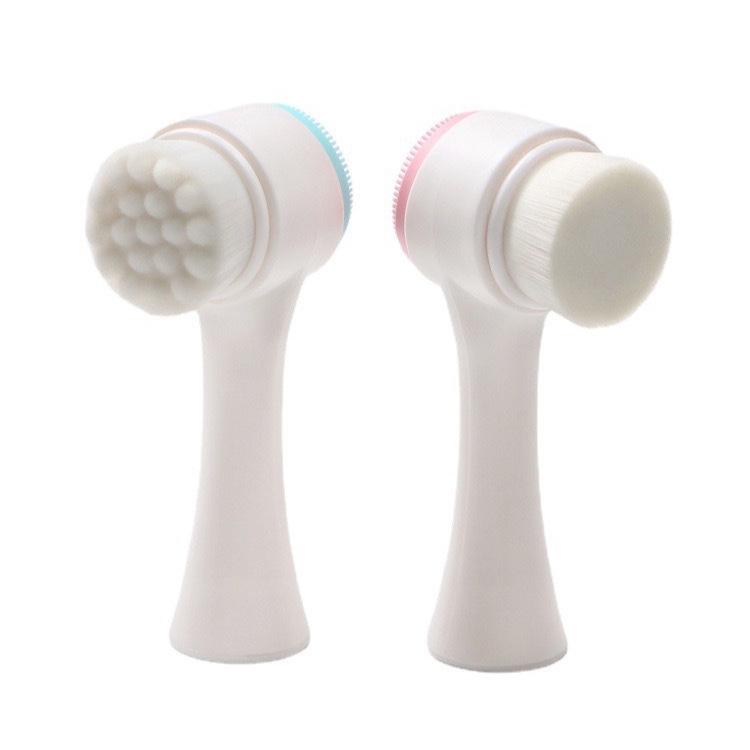 Dual-Sided Silicone Facial Cleansing Brush with Soft Bristles for Gentle Exfoliation and Massage