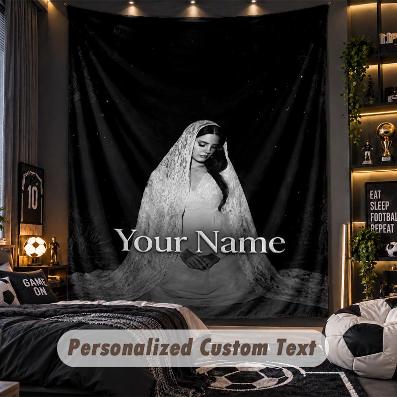 Personalized Wall Tapestry,Lana Del Rey Custom Printed Name, Fabric Wall Art For Indoor Room Backdrop