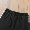 Boys Summer Outfit Letter Print Plaid Patch Round Neck T Shirt Shorts Two Piece Set Casual Style