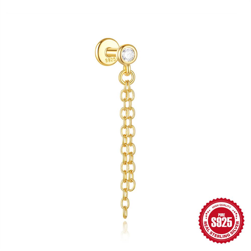 S925 Tremella Decoration Женские серьги-гвоздики из стерлингового серебра с простым темпераментом и маленьким цирконием с плоским дном Серьги-подвески с темпераментом