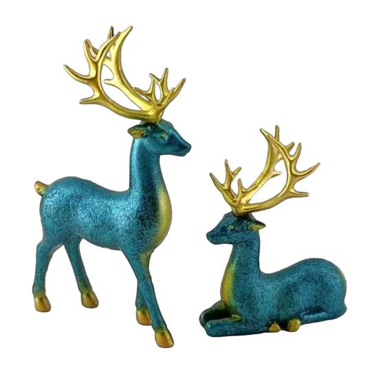 2/4Pcs Christmas Reindeer Statue Standing Sitting Elk Silhouette Figurine Deer Sculpture Home Office Desktop