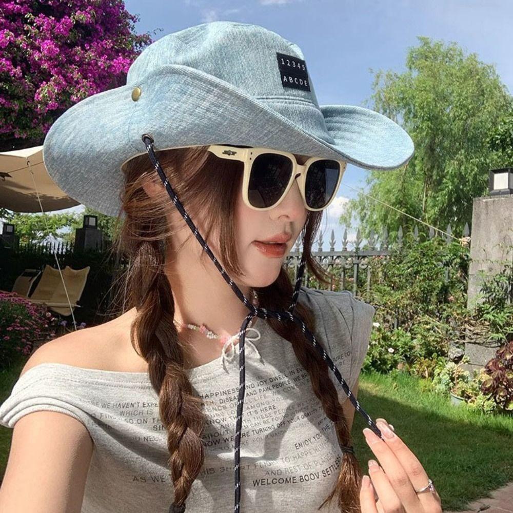 Lightweight Denim Bucket Hat Sunscreen Fisherman Hat Soft Western Cowboy Hat Women
