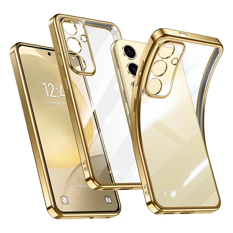 Прямой чехол с мягким силиконовым покрытием для Samsung Galaxy S24 S23 S22 S21 Ultra FE Plus, чехол для Samsung S 24 23 22 21 + Edge Capa
