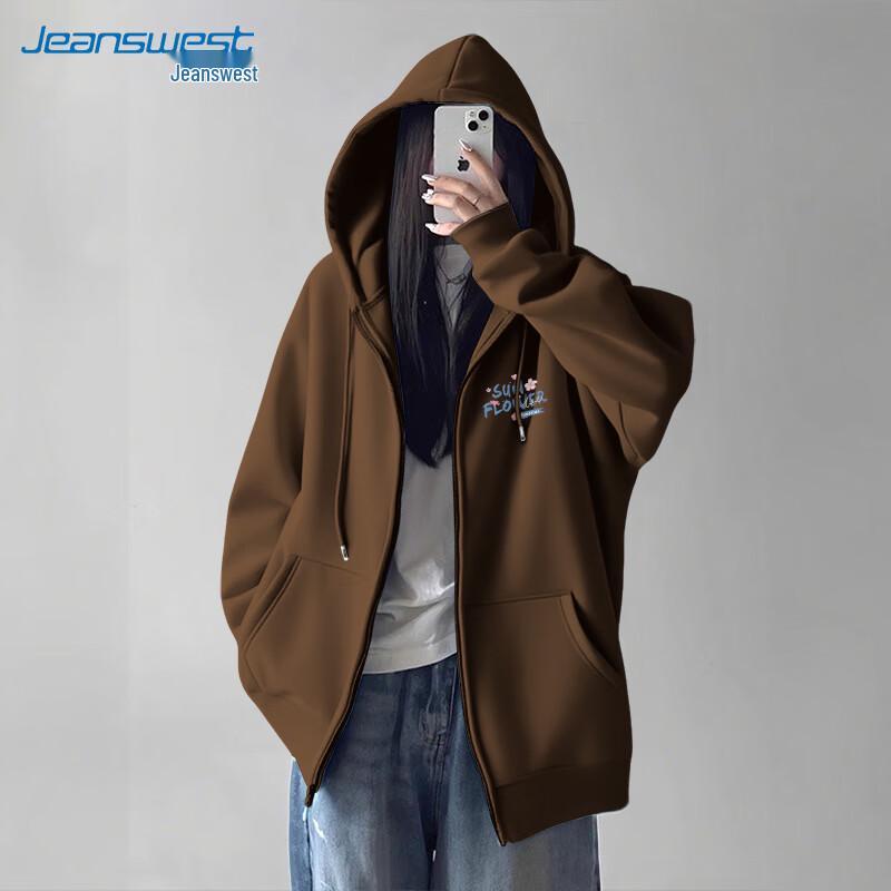 Женская толстовка с капюшоном и цветочным принтом Jeanswest свободного кроя