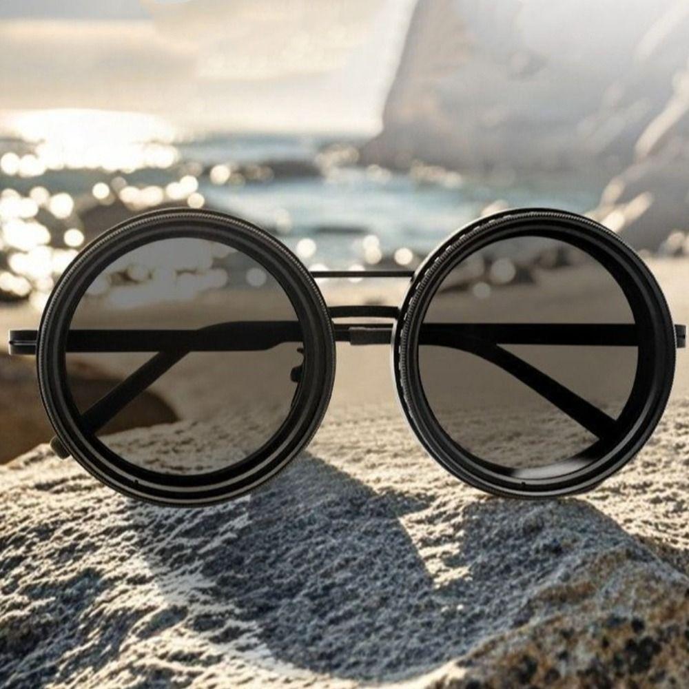 With Glasse Case Adjustable Sunglasses 9 Level Dimming Outdoor Eyewear Anti-UV Glasses Fishing